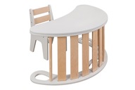 Hojdačka Montessori +doska set 3v1 stolík + stolička komplet biela