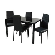 Zestaw stół Monako czarny 4 krzesła Nicea czarne