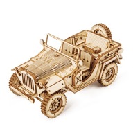 Robotime Drevené 3D puzzle Jeep Vojenský darček