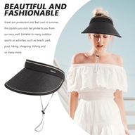 Vonkajší skladací tkaný plážový klobúk na ochranu dámy