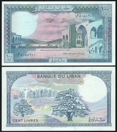 $ Liban 100 LIVRES P-66d UNC 1988