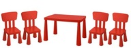 IKEA MAMMUT Konferenčný stolík+ 4 detské červené stoličky