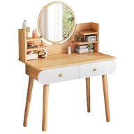 KOZMETIKAI FÉSÜLKÖDŐASZTAL SMINK TÜKÖRREL NAGY FA SKANDINÁV STÍLUS