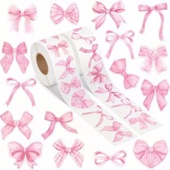Наклейки для скрапбукінгу в рулоні. Рожеві бантики. Бантики 500 шт