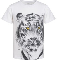 T-shirt chłopięcy Koszulka dziecięca Bawełna 140 Tygrys Biały Endo