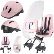 FOTELIK NA ROWER GO MINI + OSŁONA PINK + KASK XXS