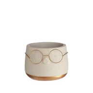 Osłonka doniczka ceramiczna ozdobna okulary matowa