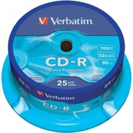 Płyta CDR VERBATIM CAKE(25) Extra Protection 700MB x52 43432