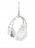 Biały Okrągły Hamak z Wikliny + Biała Poduszka (POLSKI PRODUCENT)