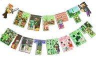 GIRLANDA URODZINOWA BANER MINECRAFT PIKSELE HAPPY BIRTHDAY URODZINY 230cm