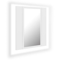 vidaXL Kúpeľňová skrinka so zrkadlom a LED, biela, 40x12x45 cm, akryl