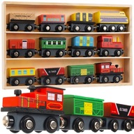 Drevená vláčikodráha na magnet + vagóny sada lokomotíva pre deti