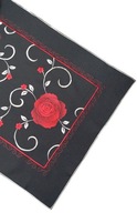 Bieżnik dekoracyjny w róże kwiaty czarno czerwony 50x100 wizytowy
