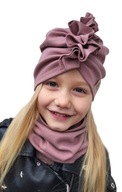 Komplet, Czapka Turban + Komin, Prążki, 48-51cm