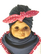 KOMPLET CZAPKA TURBAN PIN UP + CHUSTKA 1-10LAT MIX