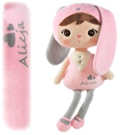 Bábika Metoo Zajačik s menom darček pre novorodenca pre dievčatko ružový