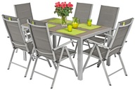 FERTONE Zestaw ogrodowy aluminiowy MODENA Stół i 6 krzeseł - Srebrny