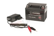 Akumulator żelowy Moretti YTX4L-BS z ładowarką Skuter 50 2T 4T Kymco Yamaha