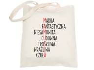 ANYÁK NAPI AJÁNDÉK ECRU pamut bevásárló táska ANYA mintával