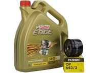 Motorový olej Castrol Edge 5W30 LL 5 l 5W-30 + Filtron OP 643/3 Olejový filter