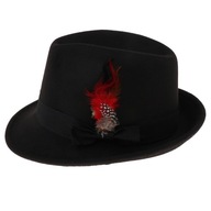 Męski damski filcowy kapelusz Fedora Vintage Panama Trilby granatowy