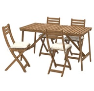 IKEA ASKHOLMEN Stôl+4 skladacie stoličky hnedá/Kuddarna béžová 143x75 cm