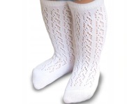 Podkolienky pre dievčatá detské ponožky biele prelamované 2 - 3 ročné