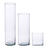 Zestaw szklanych wazonów 35x9, 21x12, 10x12 wazon cylinder tuba rurka