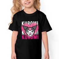 Detské tričko čierne ako darček pre fanúšika KUROMI Anime Vzory - 122 Hospodárstvo