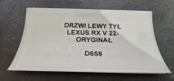 Tür links heck LEXUS RX V 22- Original