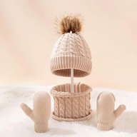 ZESTAW czapka komin rękawiczki zima dla dziecka niemowlaka 0-3 lat