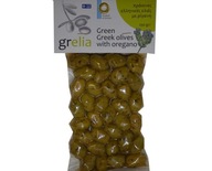 Vynikajúce grécke zelené olivy s OREGANO nedráždené 250 g. z Kréty