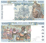 Kraje Afryki Zachodniej, 5000 Francs XF-AU