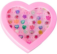 PRSTENE PRE DIEVČATKO, SADA 36 PRSTEŇOV, DETSKÉ ŠPERKY