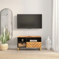 TV skrinka hnedo-čierna 80x33,5x46 cm masívne mangovníkové drevo