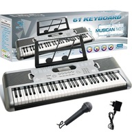 Organy KEYBOARD 61 klawiszy mikrofon USB SD-6118 LCD STEREO Zasilacz