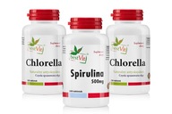 Chlorella 500 mg 200 tab + Spirulina 500 mg 200 tab zestaw 400 tab. detox