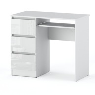 ISKOLAI SZÁMÍTÓGÉPASZTAL 3 FIÓKOS FEHÉR FÉNYES