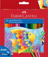 FABER-CASTELL Kredki ołówkowe akwarelowe 24 kol + pędzelek ZESTAW