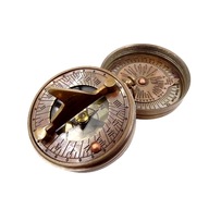 Mosiężny kompas magnetyczny z zegarem słonecznym