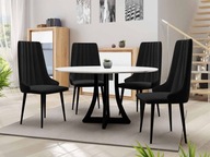 Okrúhly jedálenský stôl 100 cm so 4 stoličkami TULZA 1 - lesklý čiernobiely