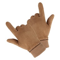Zimné teplé rukavice s plnými prstami Pohodlné vetruodolné hnedé