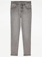 GEORGE spodnie skinny denim jeans z dziurami grey cieniowane 152-158