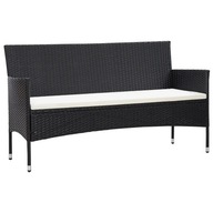 3-osobowa sofa ogrodowa z poduszkami, czarna, polirattan