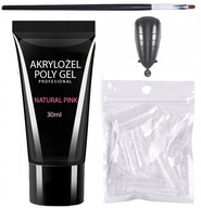 ZESTAW AKRYLOŻEL ACRYLGEL POLYGEL BUDUJĄCY 30ML + DUAL FORMY + PĘDZELEK