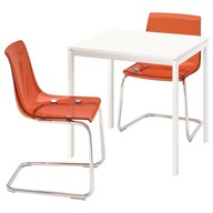 IKEA MELLTORP/TOBIAS Stôl a 2 stoličky chróm/biela