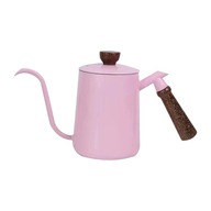 Ręczny, długi, wąski dzbanek do kawy i herbaty o pojemności 600 ml z pokrywką w kolorze różowym