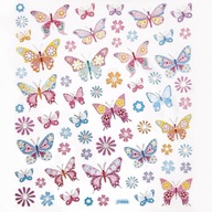 Naklejki pastelowe motyle i kwiaty 63szt DPNK-007