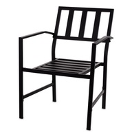 kovová čierna záhradná stolička záhradné kreslo s podrúčkami