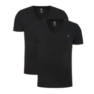 CALVIN KLEIN T-SHIRT MĘSKI 2-PACK V NECK REGULAR CZARNY M